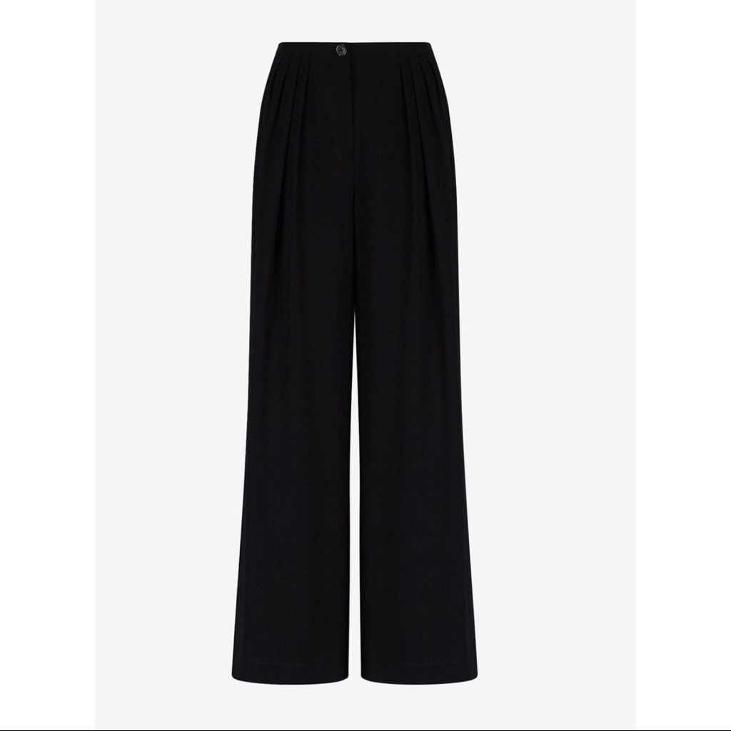 Armani Exchange Black Elastic Waist Trousers, Wide Leg Size 8 Nwt Retail $480